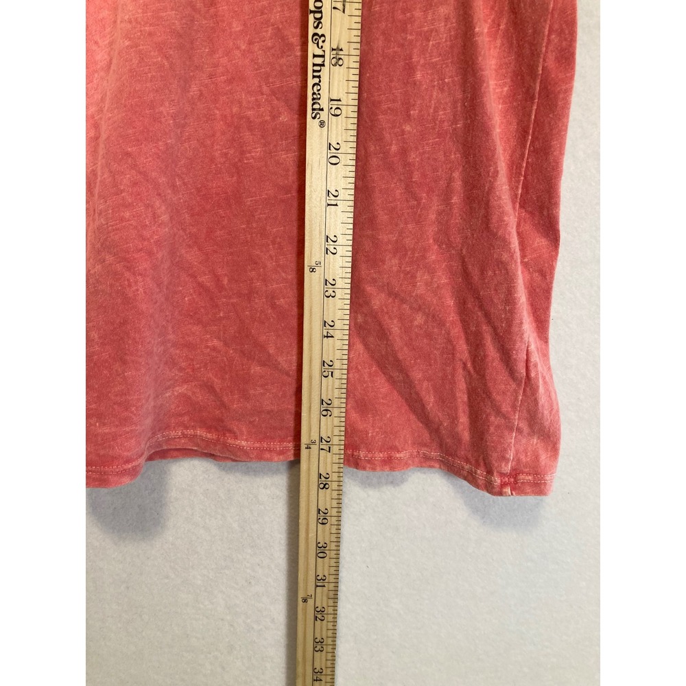Boho 143 Story by Line Up Women L Pink Mineral Wash Ruffle Back Tie Sleeve Tee - Picture 5 of 10